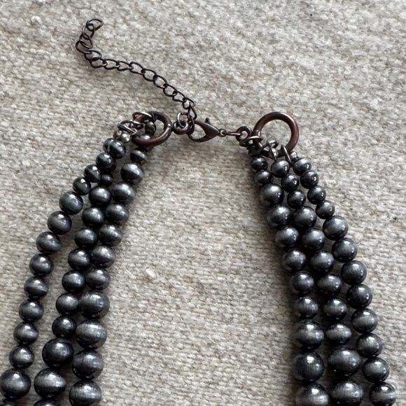 Three-Tiered Silver Beaded Necklace - Picture 2 of 5